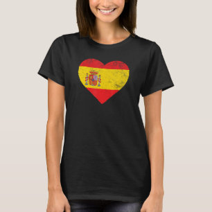 Camiseta Espanhol espanhol Espana Flag Heart I Love Espanha