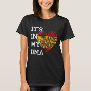 Camiseta Espanhol Orgulho do DNA cardíaco polegar Bandeira 