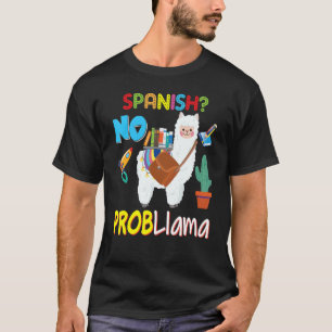 Camiseta Espanhol Sem Problema Llama Criança Aluno Chá