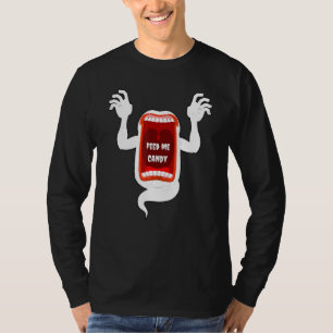 Camiseta Espantalho Fantasma Gritante Gritando Alimente-Me 