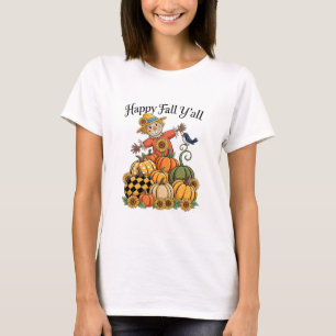 Camiseta Espantalho Feliz Outono Pra Todos Abóbora Dia de A