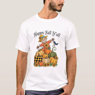 Camiseta Espantalho Feliz Outono Pra Todos Abóbora Dia de A