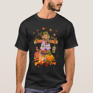 Camiseta Espantalho Outono Olá Outono Abóbora Dia de Ação d