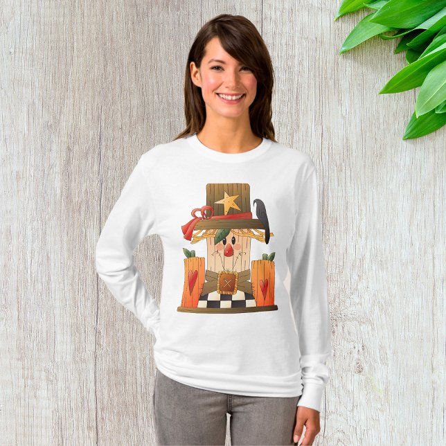 Camiseta Espantalho Russo com Pumpkins e Corvo (Criador carregado)