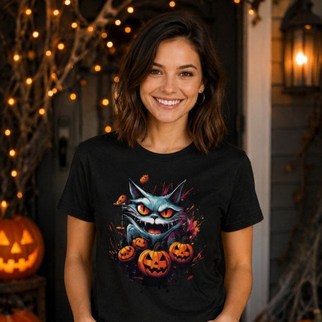 Camiseta Espantosa Lua do Halloween com Jack O' Lanterna  (Criador carregado)