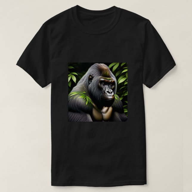 Camiseta Espantoso Prateado Gorila de trás - Rei Selvagem (Frente do Design)
