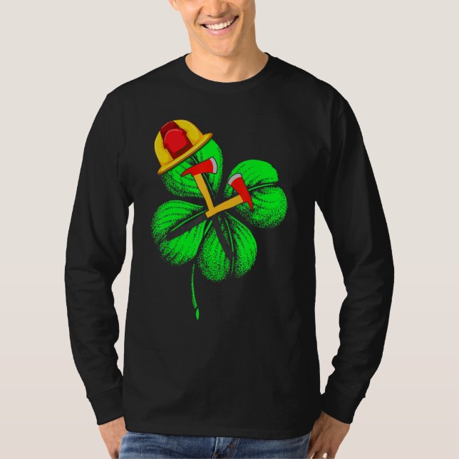 Camiseta Espantoso Saint Patrick S Day Firefighter Shamrock (Frente)