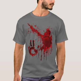 Camiseta Espargimento de Sangue Sangrento Horror Zumbi Manc