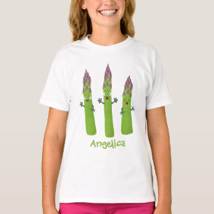 Camiseta Espargos lindos cantando cartoon de trio vegetal