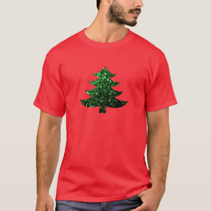 Camiseta Espargos verdes de árvore de Natal cintilante