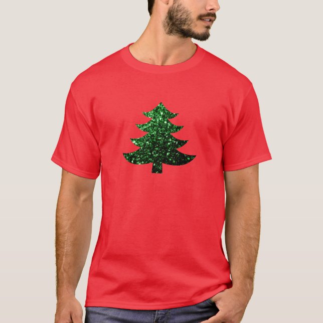 Camiseta Espargos verdes de árvore de Natal cintilante (Frente)