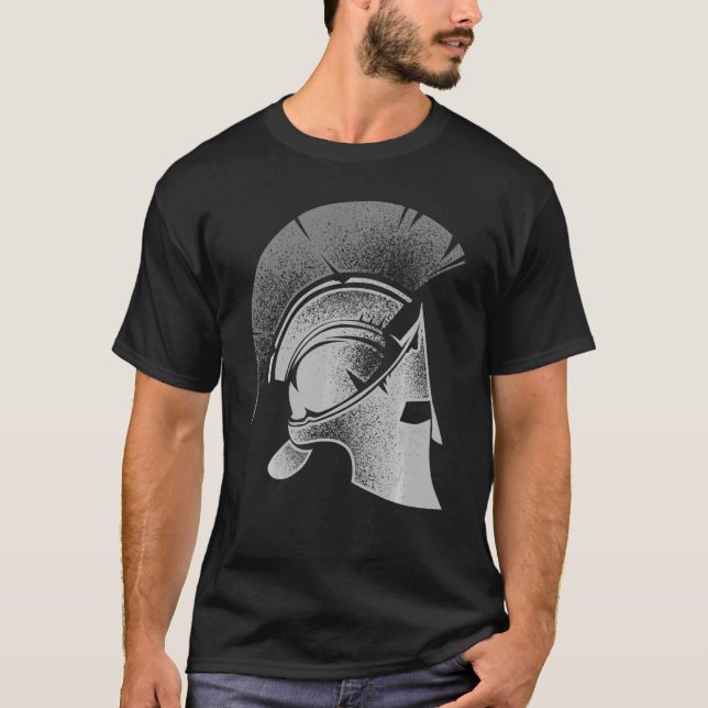 Camiseta Espartano Grego Helmet Gladiator Homens (Frente)