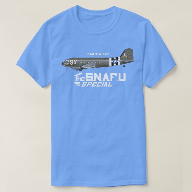CAMISETA ESPECIAL DO DAKOTA C47 SKYTRAIN SNAFU (Frente do Design)