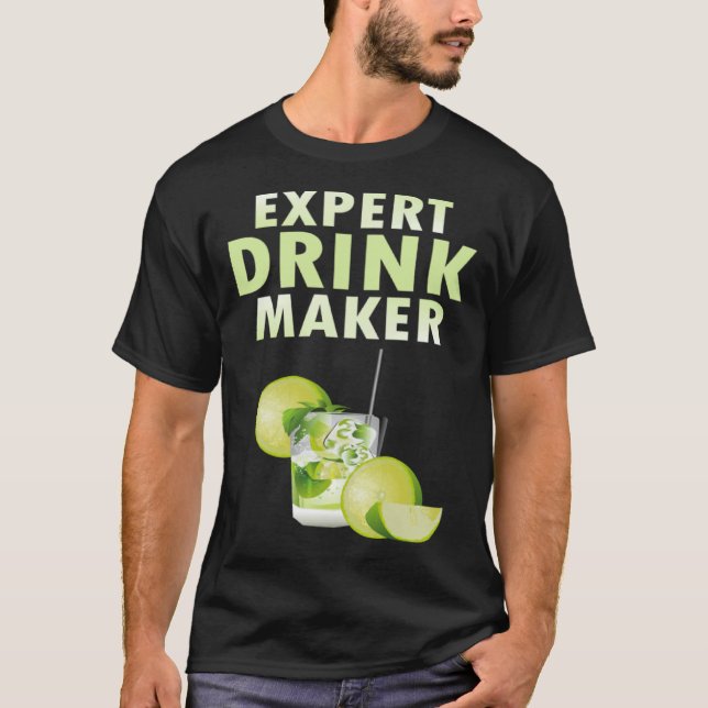 Camiseta Especialista em Bebida Maker Nightclub Bartender R (Frente)