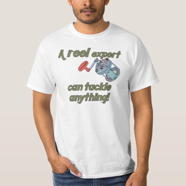 Camiseta Especialista em bobinas de pesca (Frente)