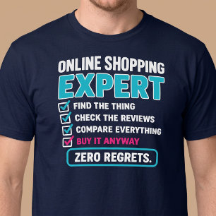 Camiseta Especialista em Compras Online Compras Divertidas