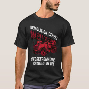 Camiseta Especialista em demolição com escavador e guindast