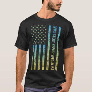 Camiseta Especialista em Reparo de Estofamento Azul Amarelo