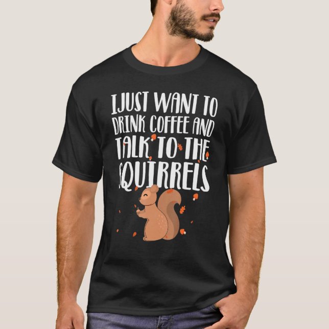 Camiseta Espécie Animal de alimentação de esquilo com compr (Frente)