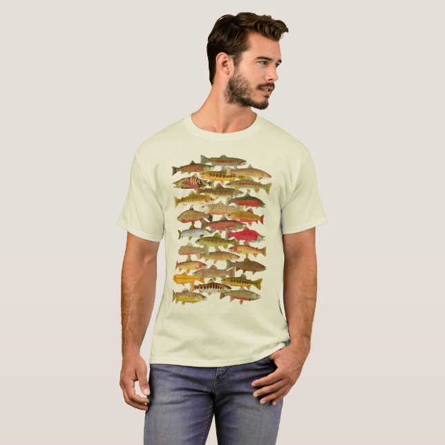Camiseta Espécie da truta & dos salmões (Frente Completa)