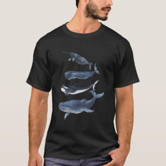 Camiseta Espécies de Baleias Aquarela Baleias