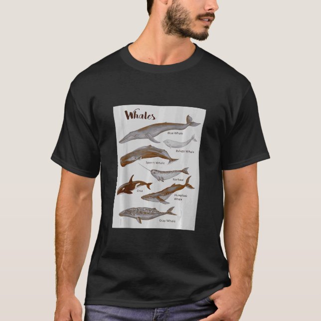 Camiseta Espécies de baleias Mamíferos do mar de baleia Mam (Frente)