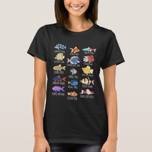 Camiseta Espécies De Peixes Tipos De Peixes Águas frescas