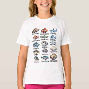 Camiseta Espécies De Peixes Tipos De Peixes Águas frescas P