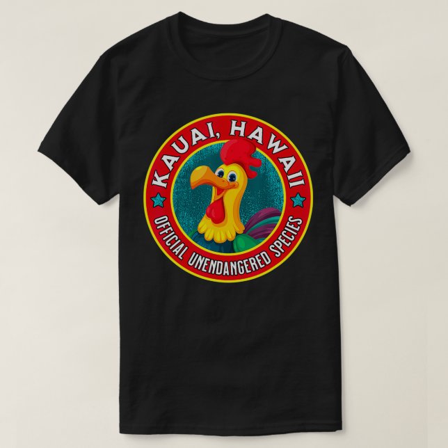 Camiseta Espécies Não Ameaçadas de Extinção do Frango Kauai (Frente do Design)