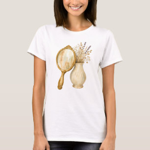 Camiseta Espelho de Mão em Ouro Antigo & Flores Secas - Cas