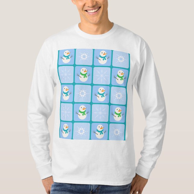 Camiseta Espelho de neve e flocos de neve com verificação d (Frente)