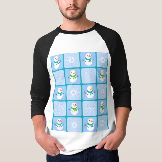 Camiseta Espelho de neve e flocos de neve com verificação d (Frente)