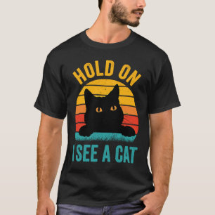 Camiseta Espera, Vejo Um Gato De Vintage De Gato.