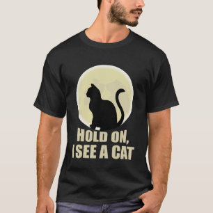 Camiseta Espera, Vejo Um Gato Sarcástico De CatTee Ditos 1