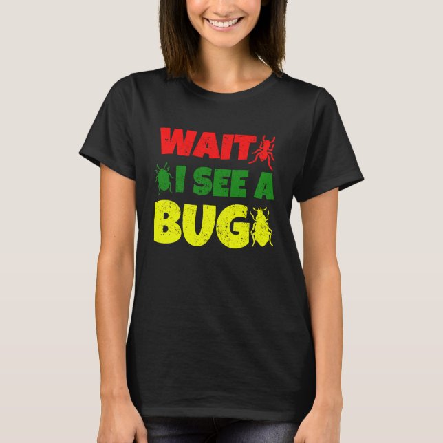 Camiseta Espera, vejo um Inseto de Entomologia para Meninas (Frente)