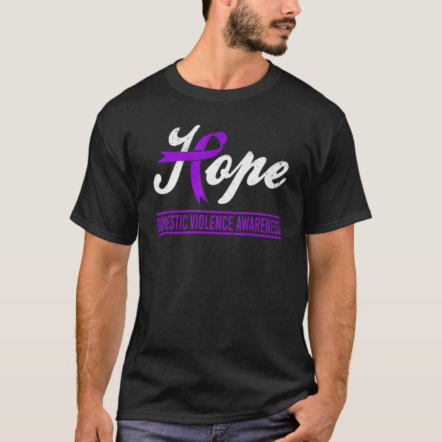 Camiseta Esperança da consciência doméstica Mês da violênci (Frente)