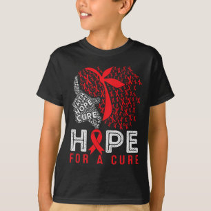 Camiseta Esperança de Cura Libélula Fita Vermelha Cabelo De
