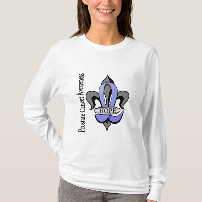Camiseta Esperança do cancro da próstata da flor de lis (Frente)