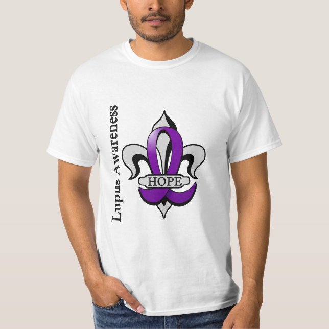 Camiseta Esperança do lúpus da flor de lis (Frente)