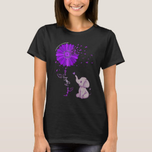 Camiseta Esperança Lutar Curar Flor Roxa Elefante Alzheimer