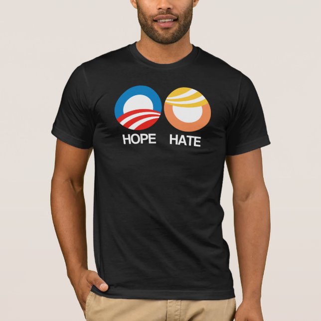 Camiseta ESPERANÇA (Obama) contra o ÓDIO (trunfo) (Frente)