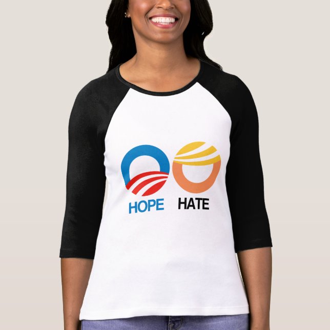 Camiseta ESPERANÇA (Obama) vs. ÓDIO (Trump) (Frente)