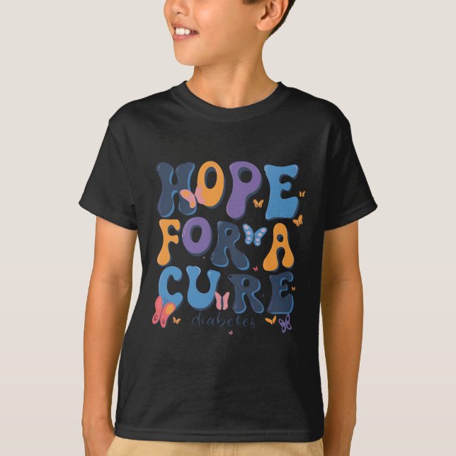 Camiseta Esperança Para A Consciência Da Diabetes Curta (Frente)