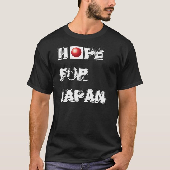 Camiseta Esperança para Japão no preto (Frente)