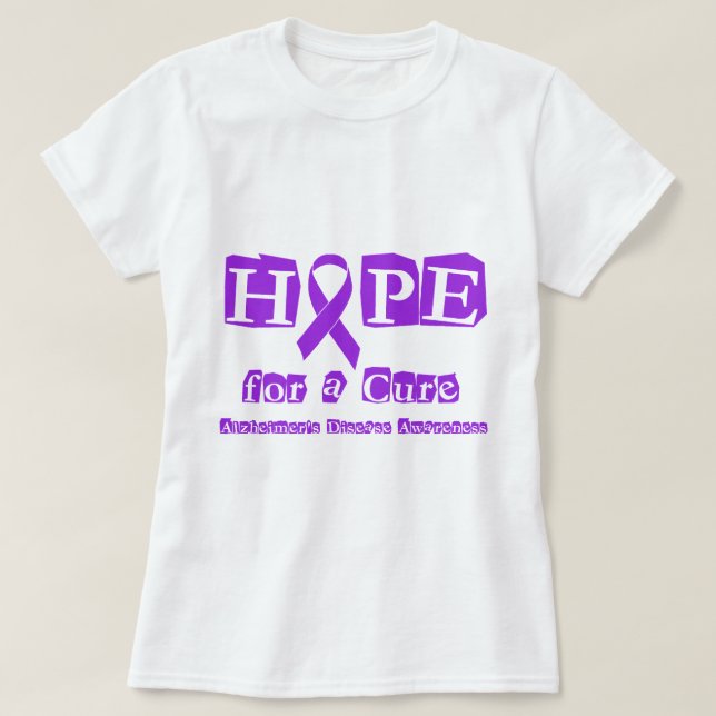 Camiseta Esperança para uma doença roxa de Alzheimers da (Frente do Design)