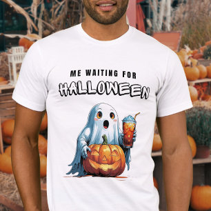 Camiseta Esperando café fantasma do Halloween