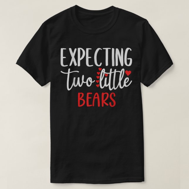 Camiseta Esperando Dois Pequenos Ursos Engraçados Gêmeos De (Frente do Design)