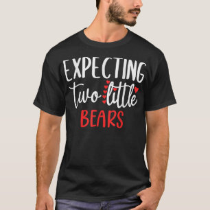 Camiseta Esperando Dois Pequenos Ursos Engraçados Gêmeos De