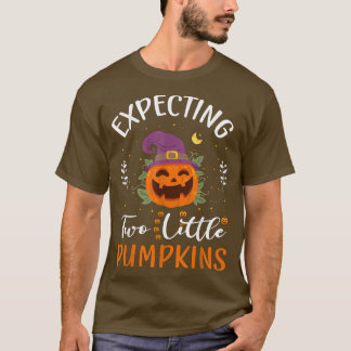 Camiseta Esperando Duas Pequenas Pumpkins Durante A Gravide