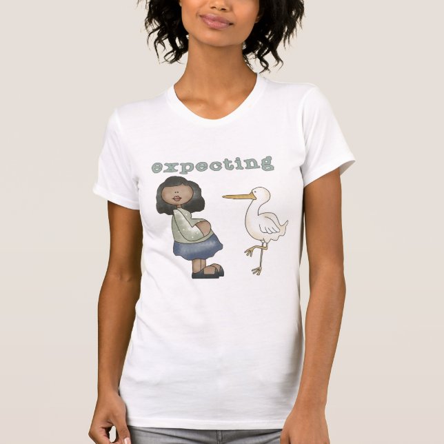 Camiseta Esperando - Mãe Afro-Americana para Ser e Stork (Frente)